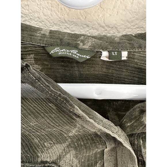 Eddie Bauer Women's Green Camo Button Up Shirt Camouflage Size LT - Picture 5 of 9